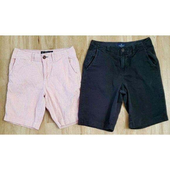 AEO Mens Shorts Lot of 2 Black Red/White Shorts 30 - Picture 1 of 5